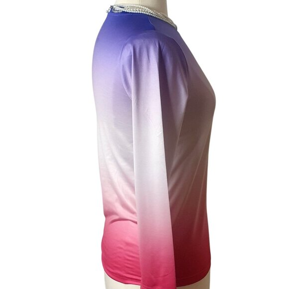 Magellan Outdoors Womens M Boyfriend Fit Gradient Long Sleeve Shirt Fish Gear - Picture 4 of 6